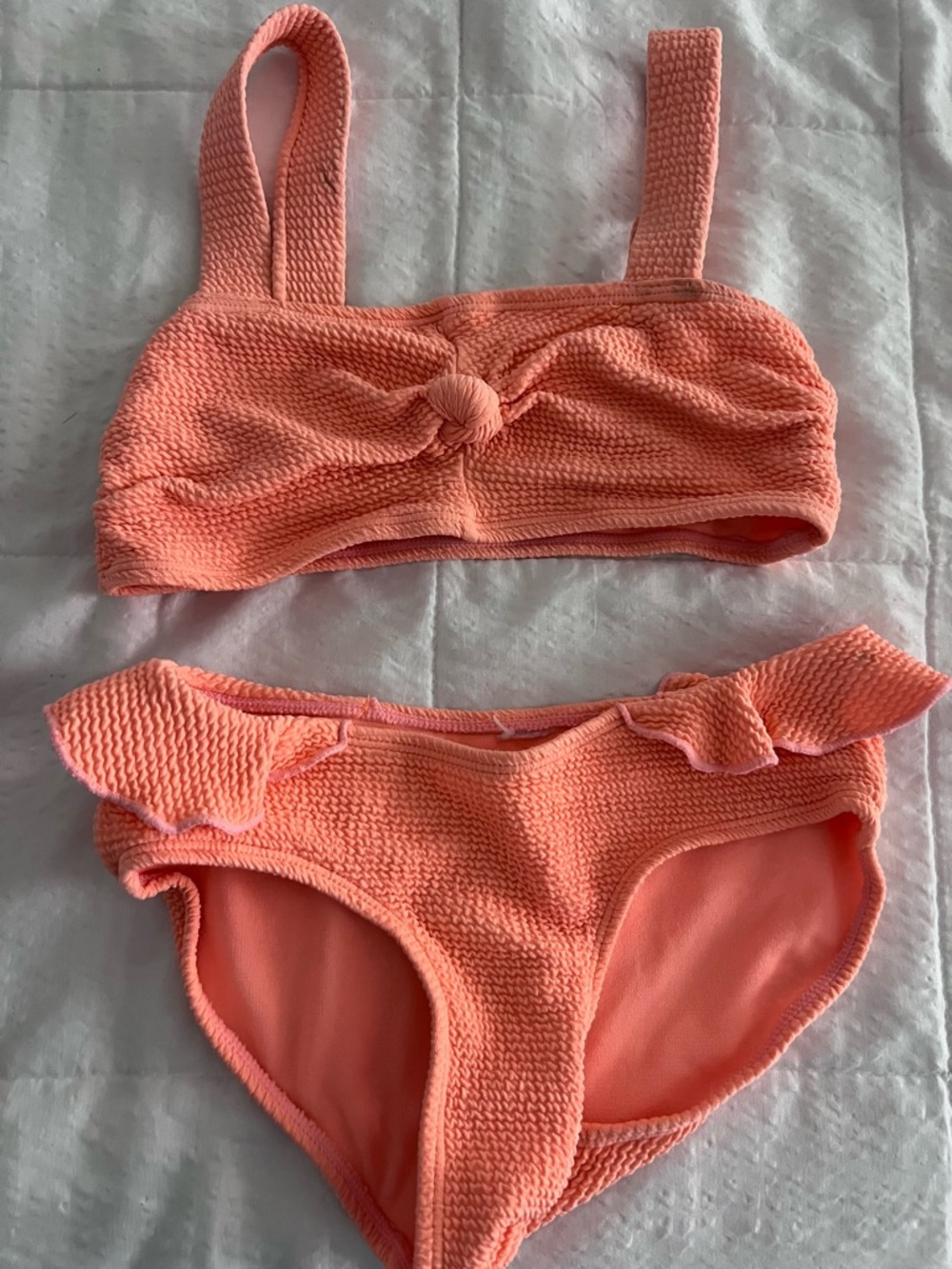 Justice Coral Textured Ruffle Bikini Set